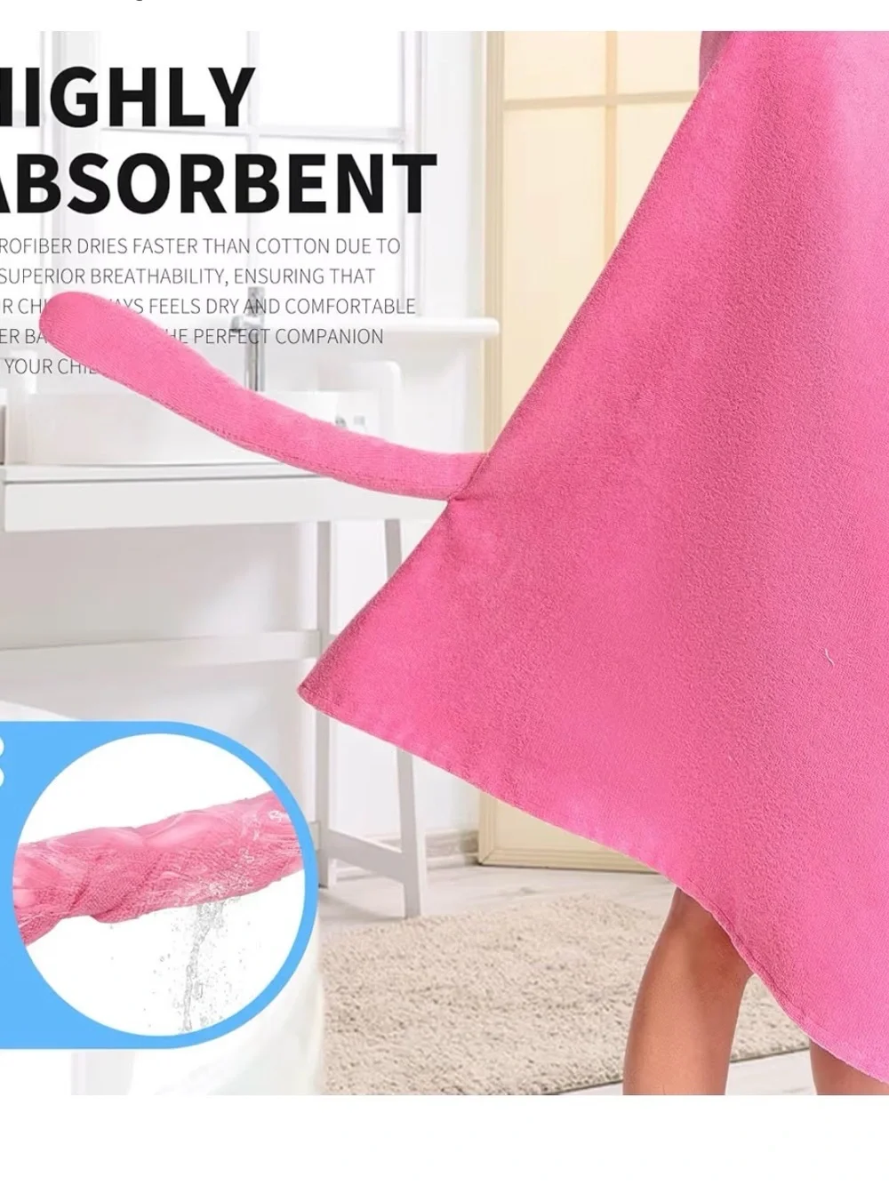 Pink Cat Hooded Towel Poncho with Paw Mitts